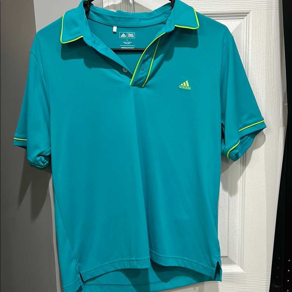 Adidas Turquoise Polo with Lime Highlights